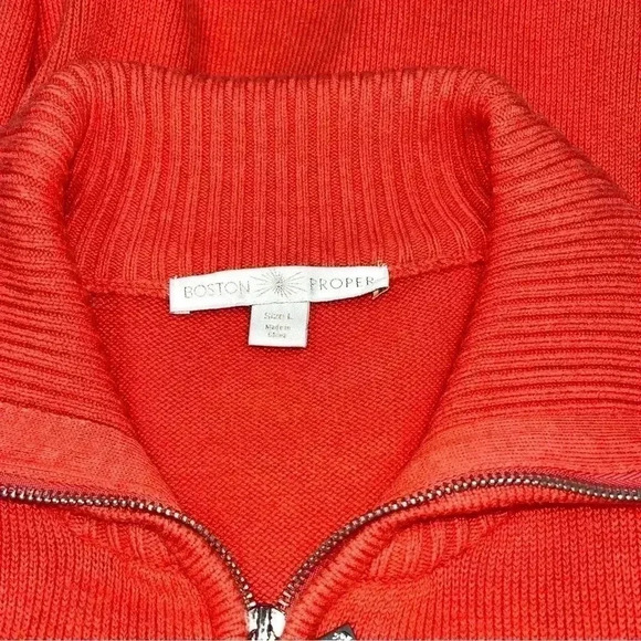 Boston Proper front zip, tall neck,  sweater - Picture 6 of 9